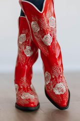 Center Stage Cowgirl Boots - Cherry