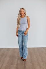 Brighton Ribbed Tank - Heather Grey